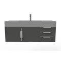Castello Usa Amazon 48" Wall Mounted Black Vanity With Gray Top And Brushed Nickel Handles CB-MC-48BLK-BN-2056-GR